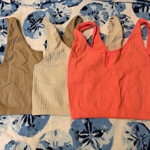Zenana Outfitters Ribbed Tank Tops - Coral, Beige, and Tan